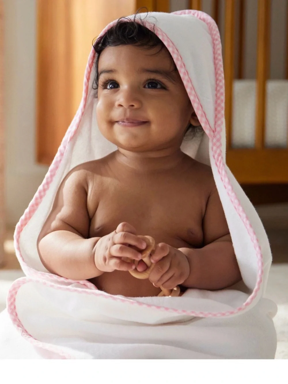 Pottery Barn Kids Hooded Baby Towel, bib & burp cloth 'TEDDY'